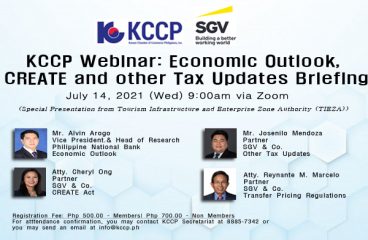 Upcoming Event: KCCP Webinar on Economic Outlook, CREATE Act & other Tax Updates